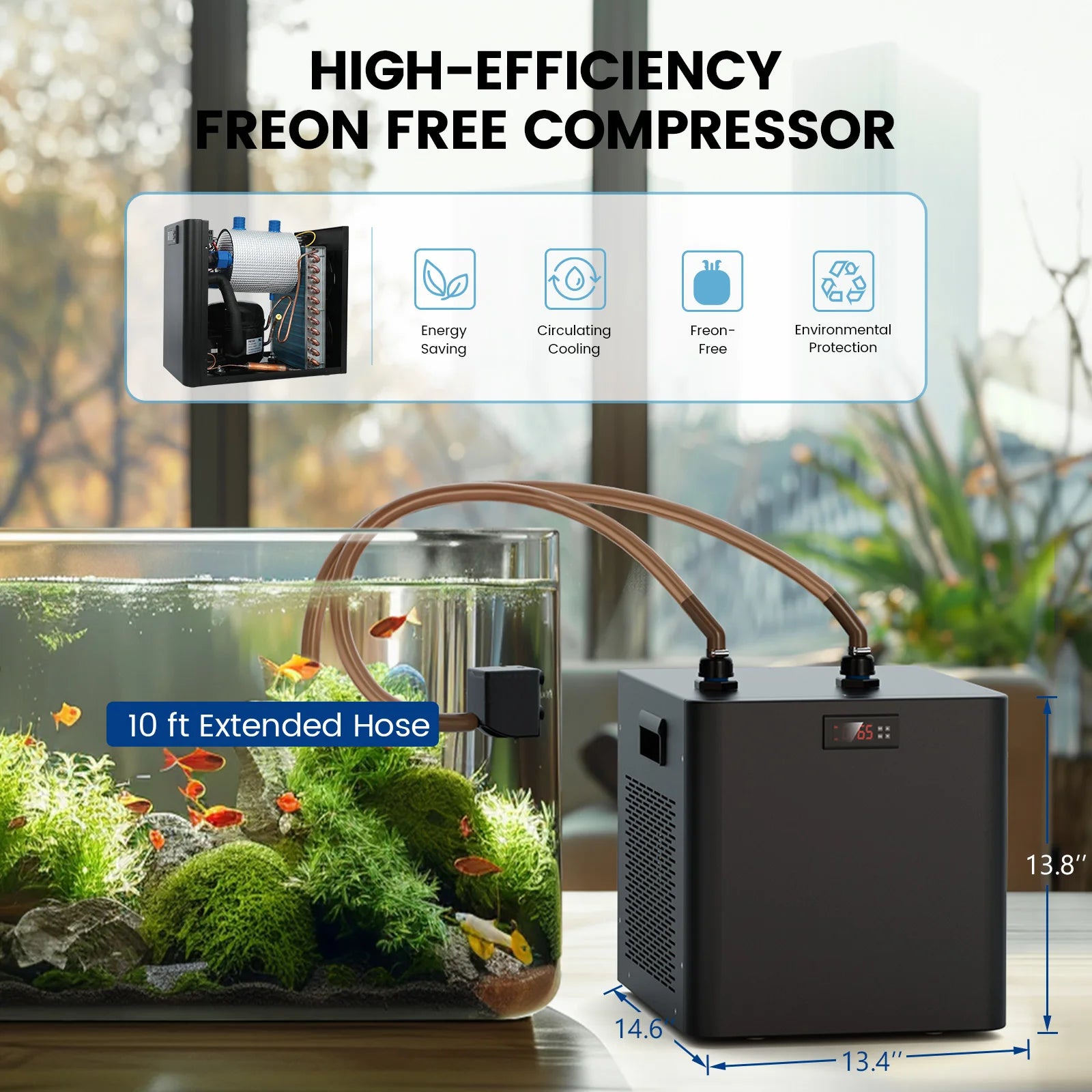Temperature Control Chiller 1/2 HP 132 Gallon Fish, Hydroponic Tank