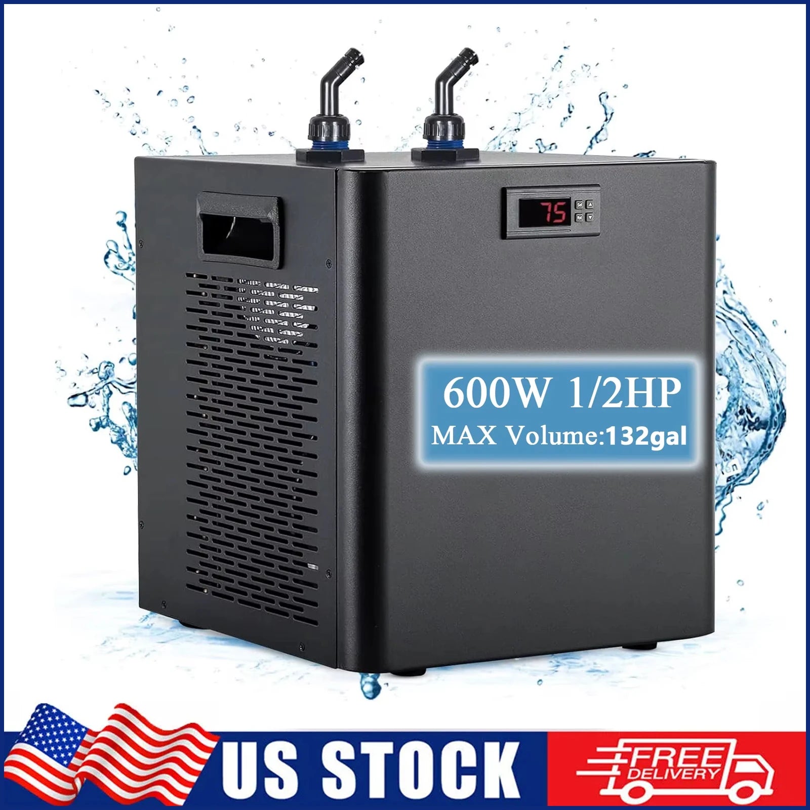 Temperature Control Chiller 1/2 HP 132 Gallon Fish, Hydroponic Tank