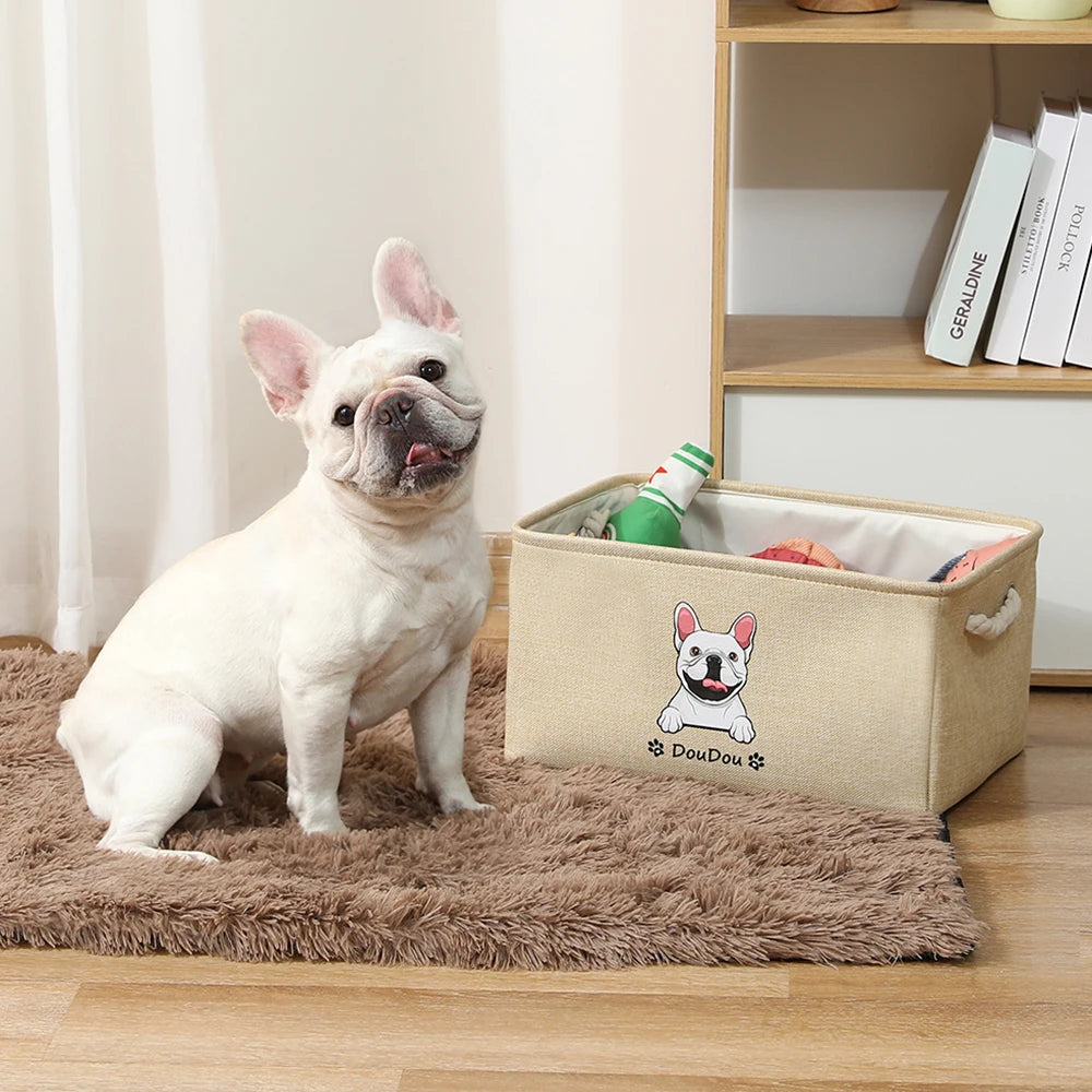 Personalized Pet Toy Basket Storage Box - Toy Pet Cage Organizer