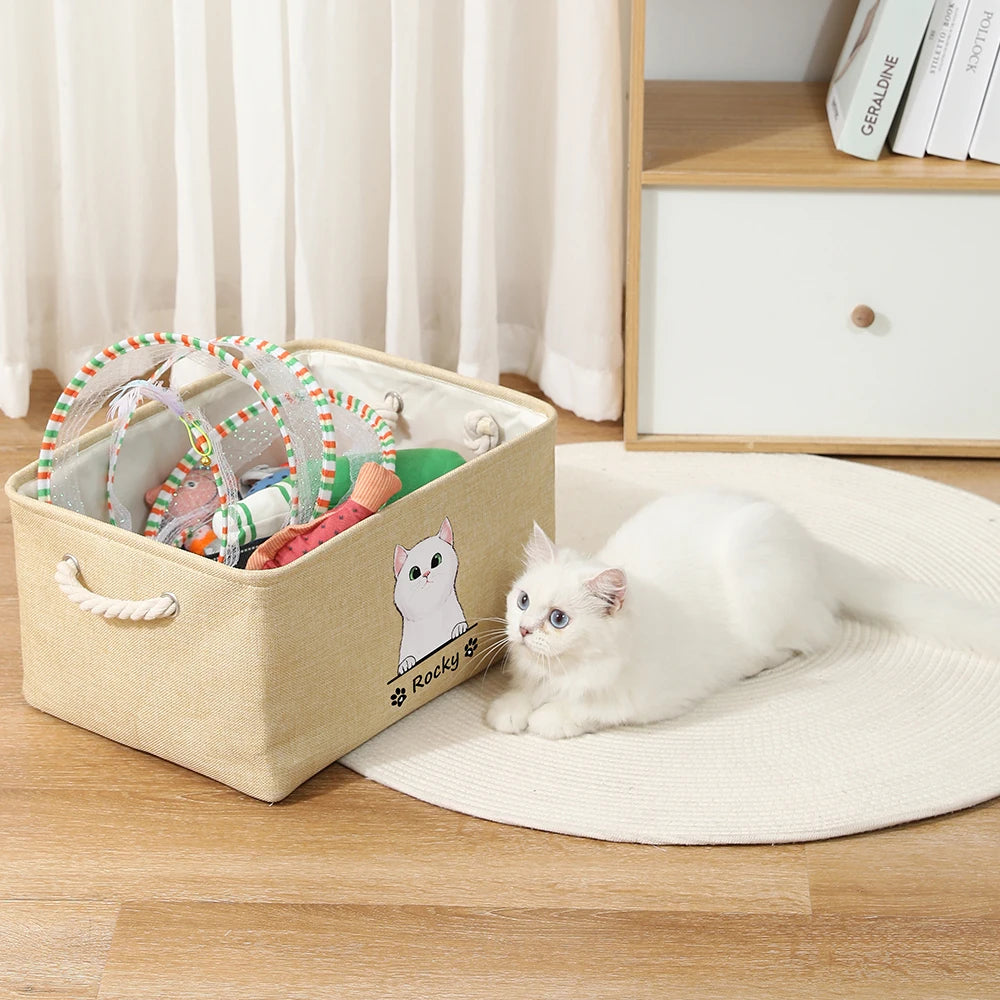 Personalized Pet Toy Basket Storage Box - Toy Pet Cage Organizer