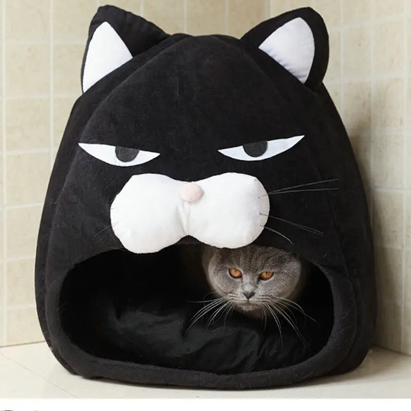 Soft Pet Nest, Cute Cartoon House, Warm Pet Cave, Mat