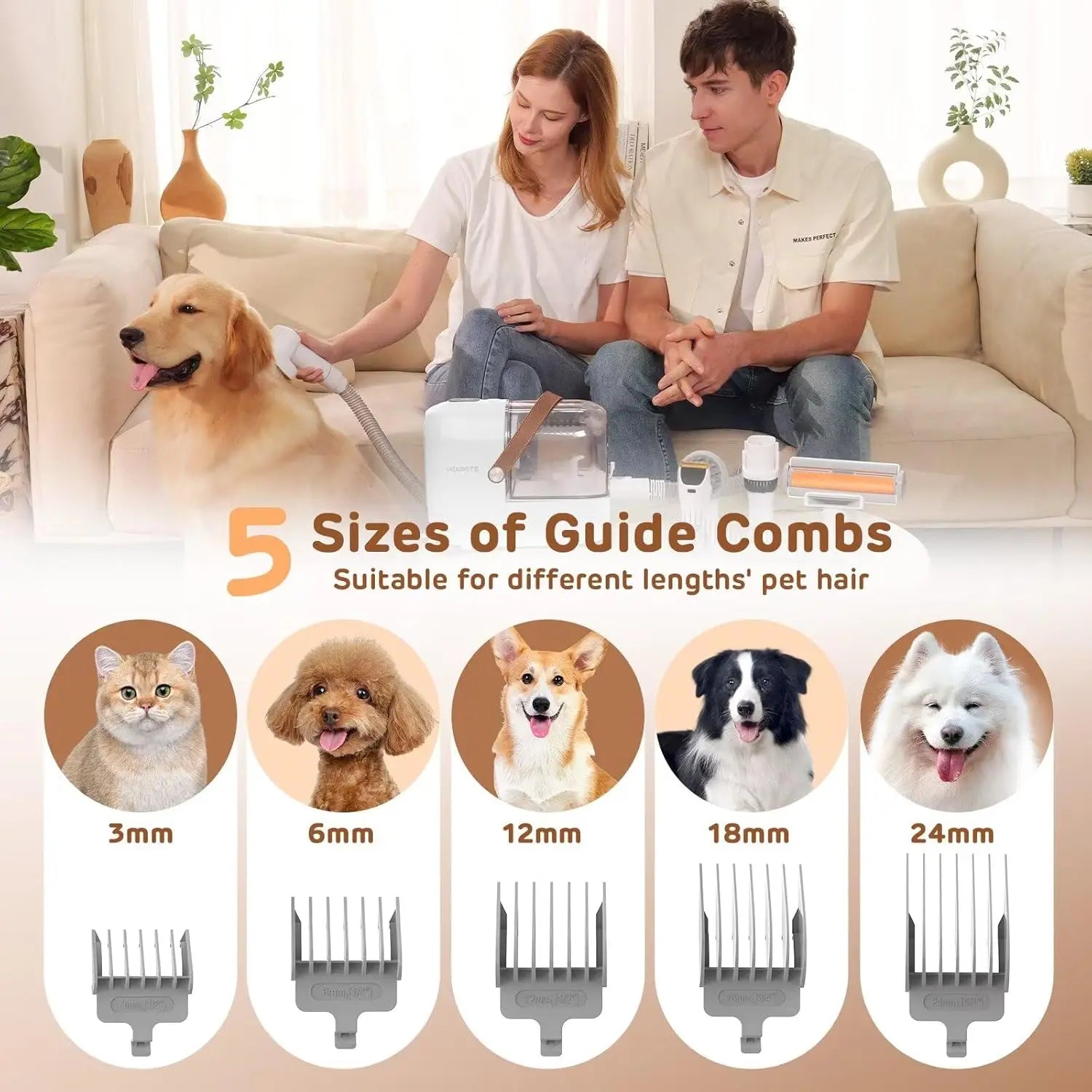 All-in-One Pet Grooming Vacuum Kit with 7 Tools