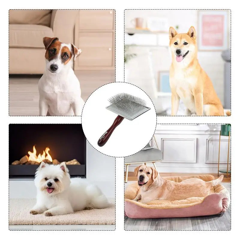 Pet Shedding Slicker Brush, Grooming, Massages, and Cleans Tangles