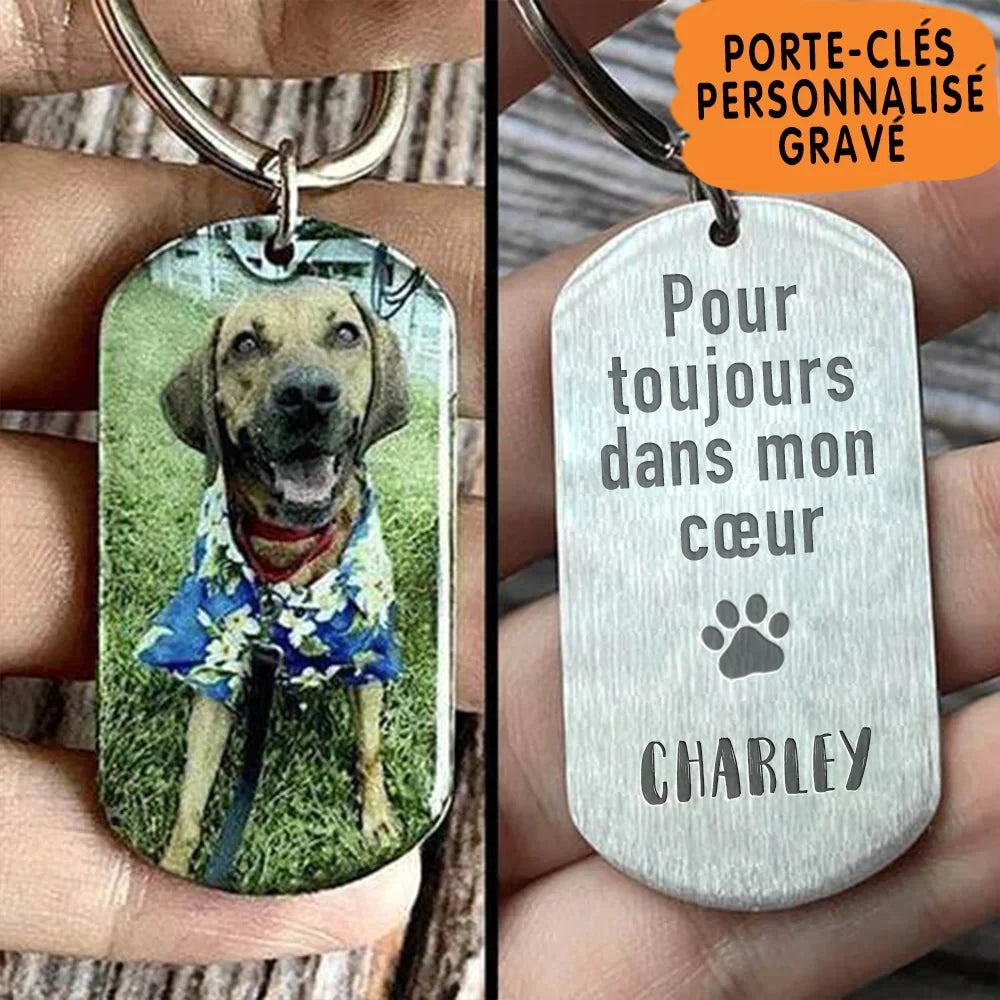 Personalized Memory Custom Engraved Handmade Pet Photo Pendant Keychain