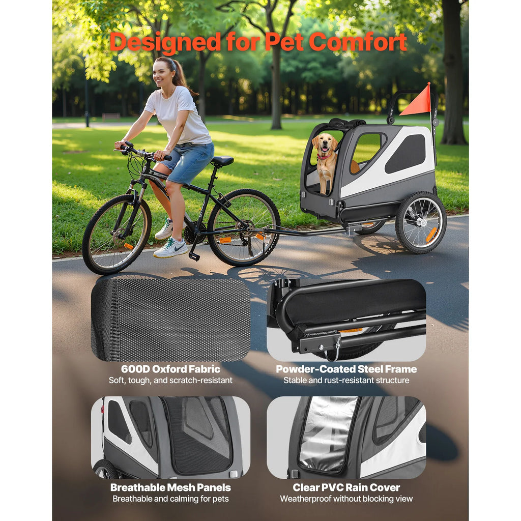 Pet Stroller Bicycle Trailer Carrier with Quick-Release Wheel