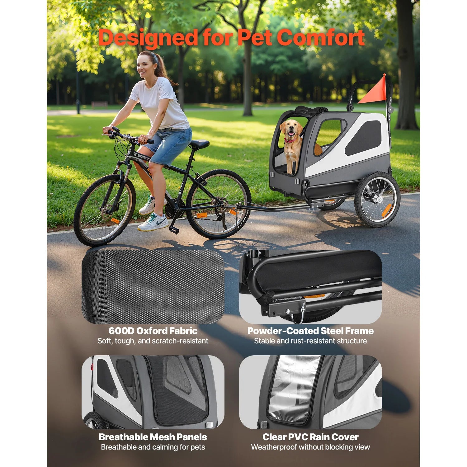 Pet Stroller Bicycle Trailer Carrier with Quick-Release Wheel
