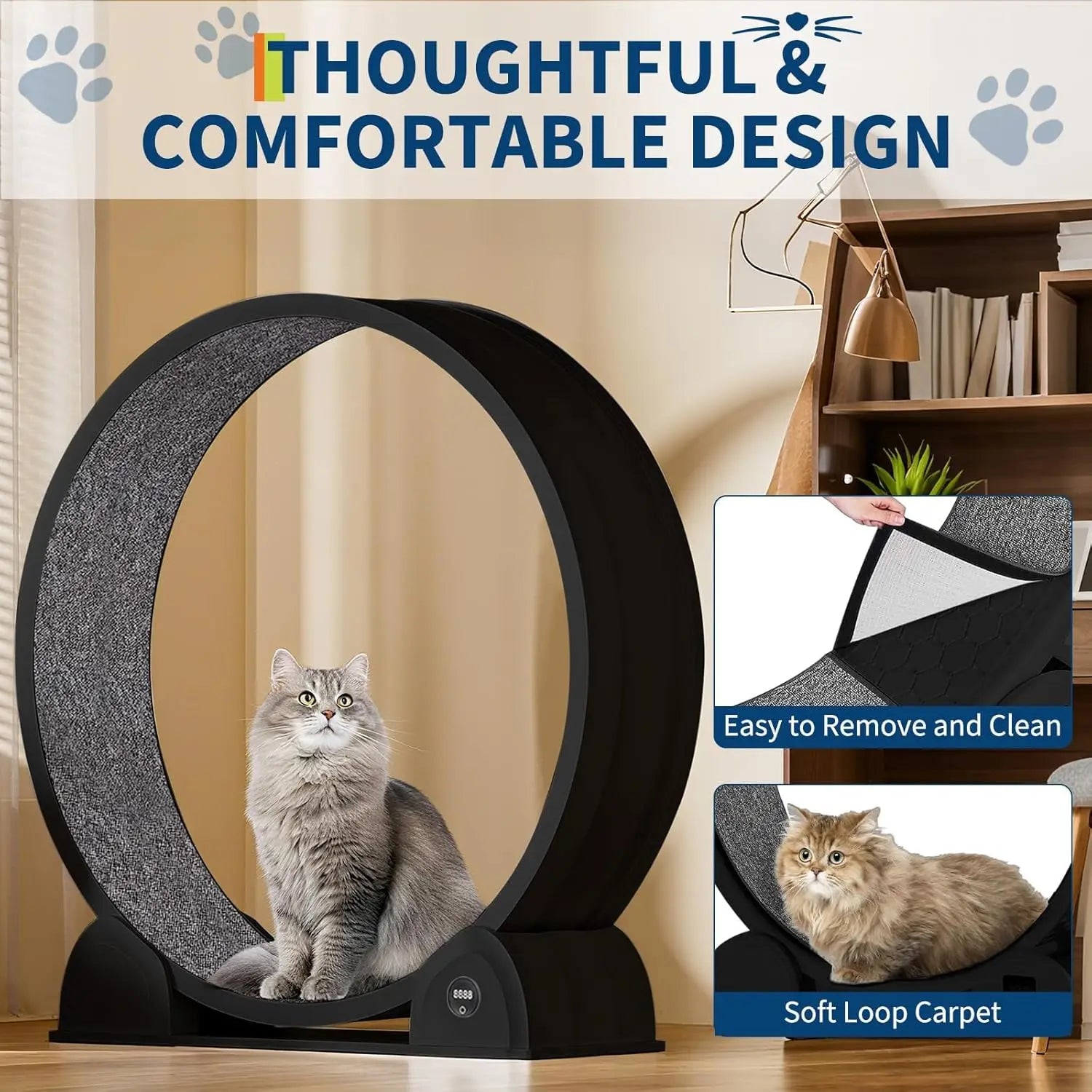 Exercise Wheel 45" Treadmill For Cats Quiet Running . Smart Pedometer