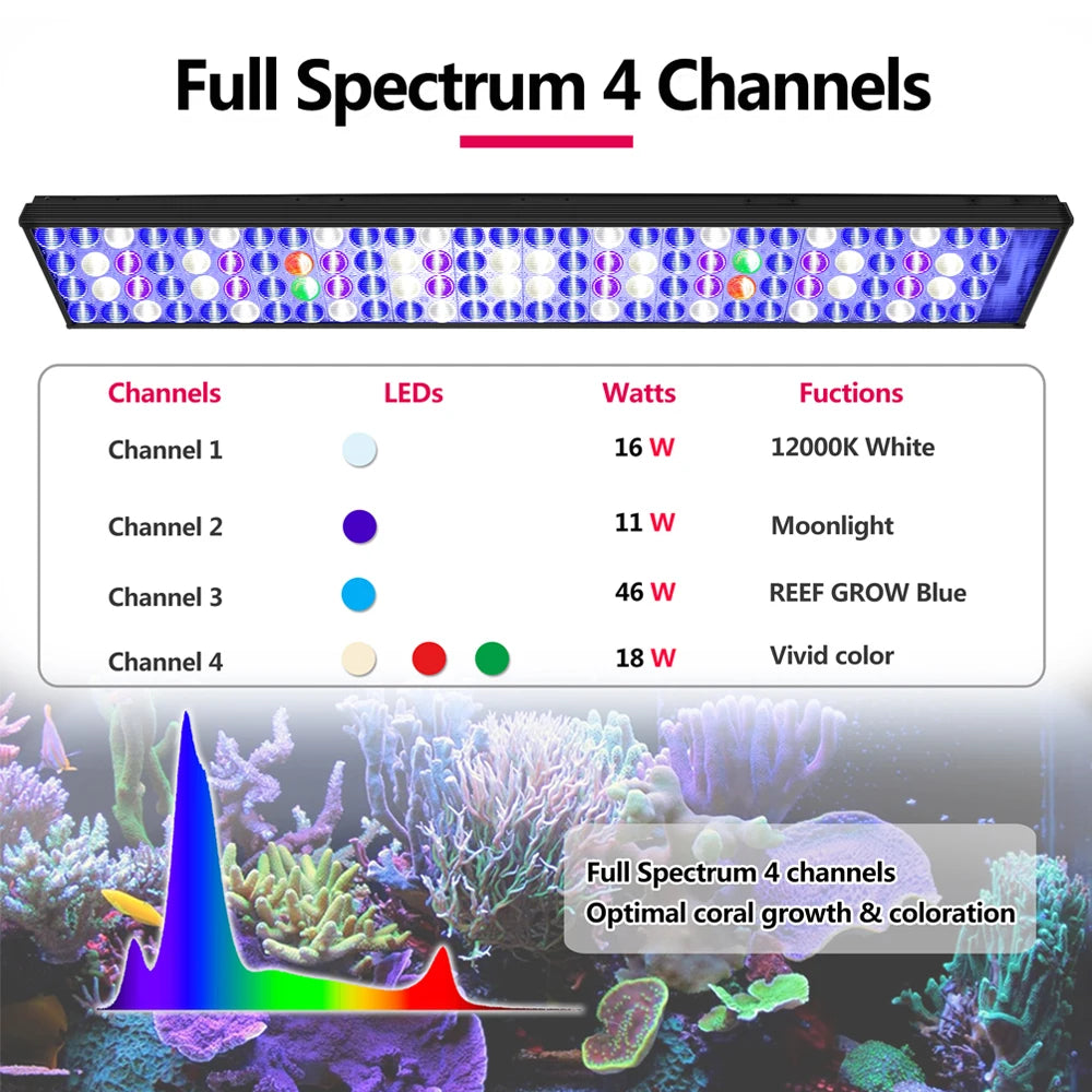 WiFi Full Spectrum LED Marine Reef Seawater Fish Aquarium Lights