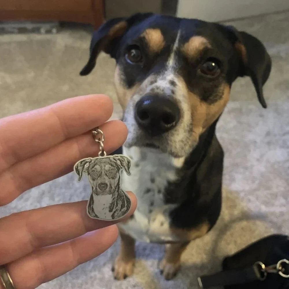 Personalized Memory Custom Engraved Handmade Pet Photo Pendant Keychain