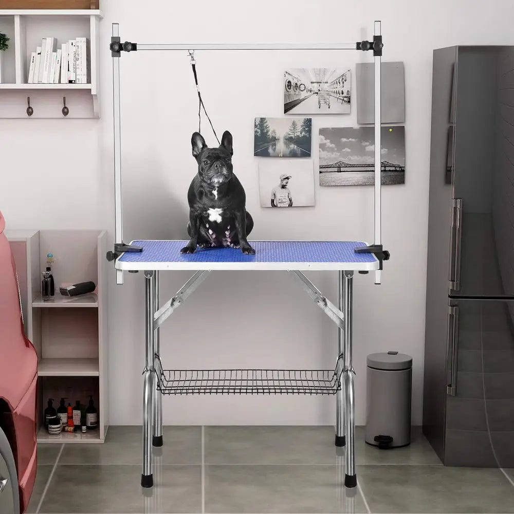 46" Folding Heavy-Duty Pet Grooming Table, Adjustable. Leash Loop, Storage