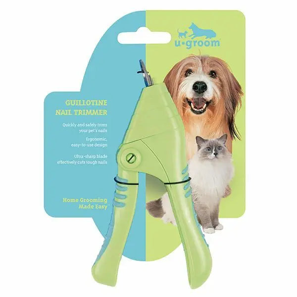 Ergonomic Green Plastic Guillotine Style Professional Pet Nail Clipper / Trimmer Tool