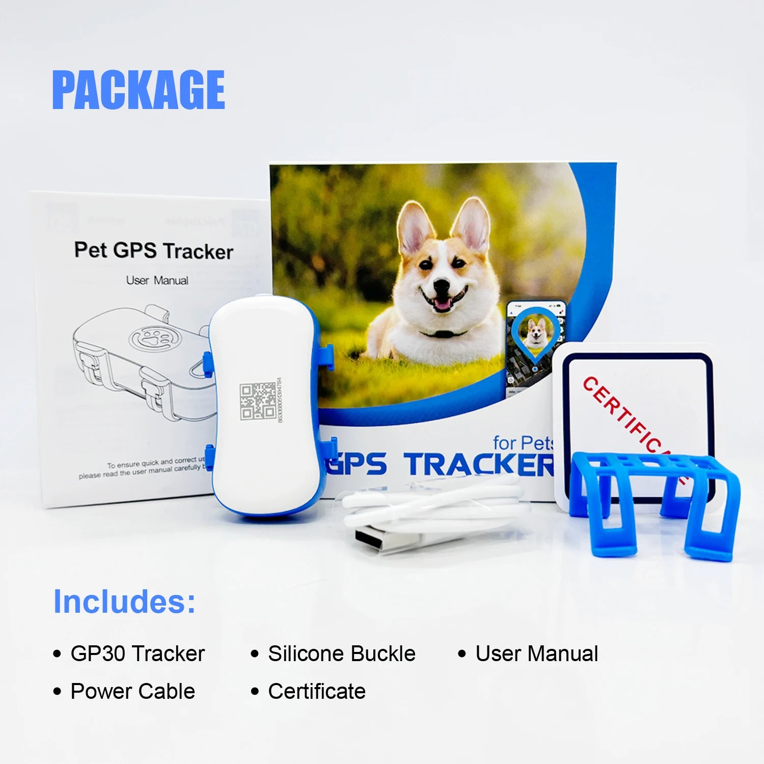 GPS Pet Real Time Tracker Unlimited Distance QR Code Locator - SIM Subscription Required