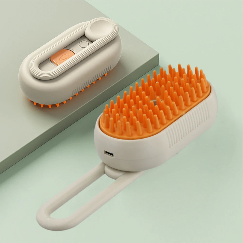 USB Rechargeable, Pet Spray, Massage, Grooming Brush with Release Button