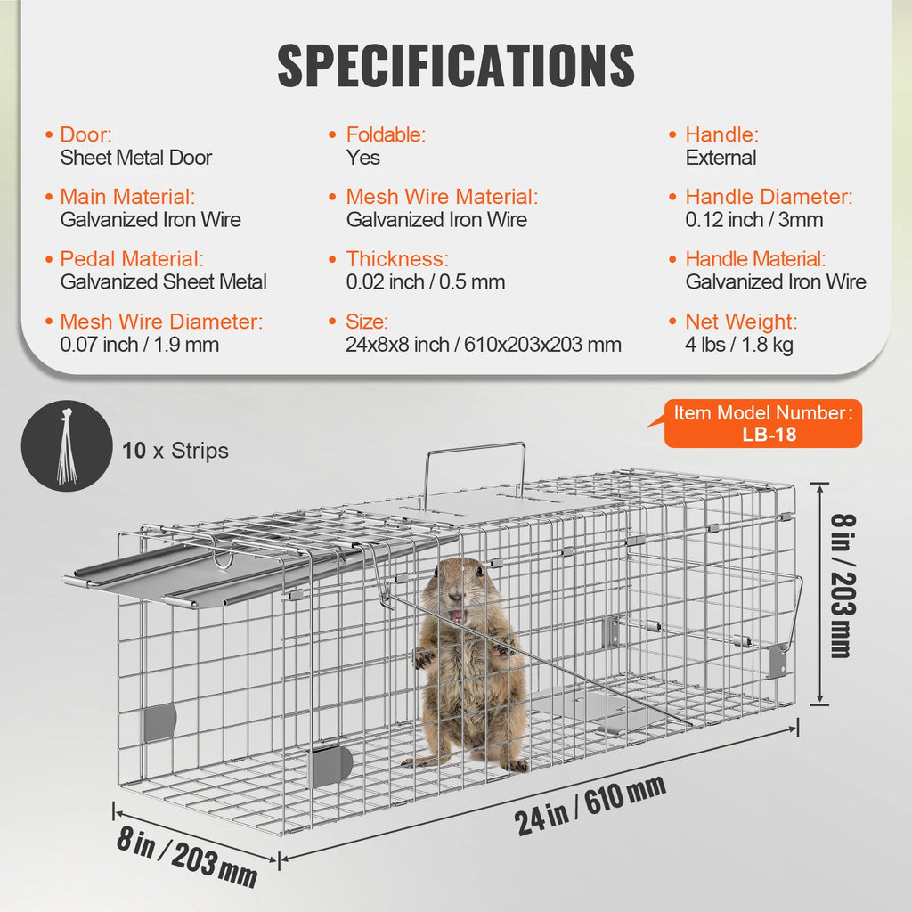 Humane Cat Rodent Control Cage Folding with Handle