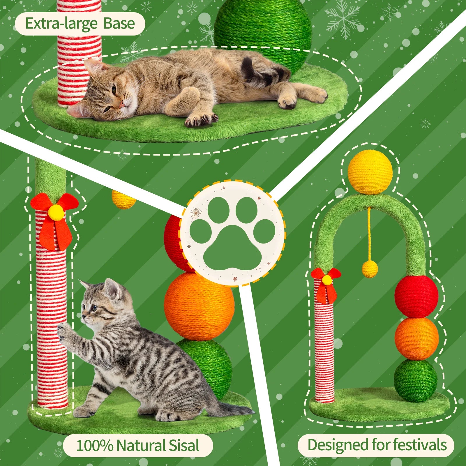 Tunnel Grooming Brush - Cute Holiday Sisal Scratcher Balls Scratching   hemp