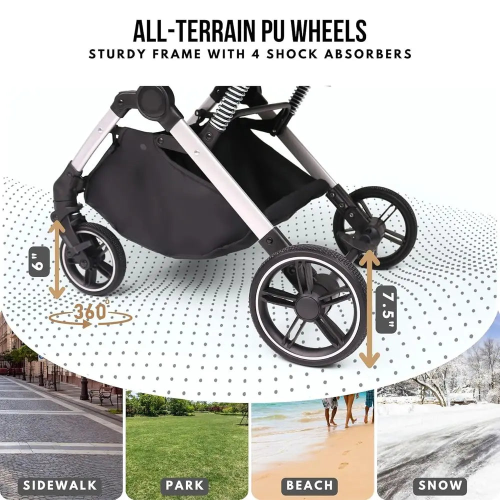 Wheeled Pet Stroller Travel All Terrain for Jogging, Running