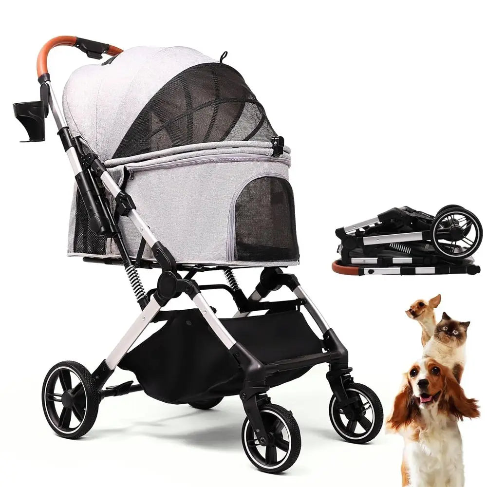 Wheeled Pet Stroller Travel All Terrain for Jogging, Running