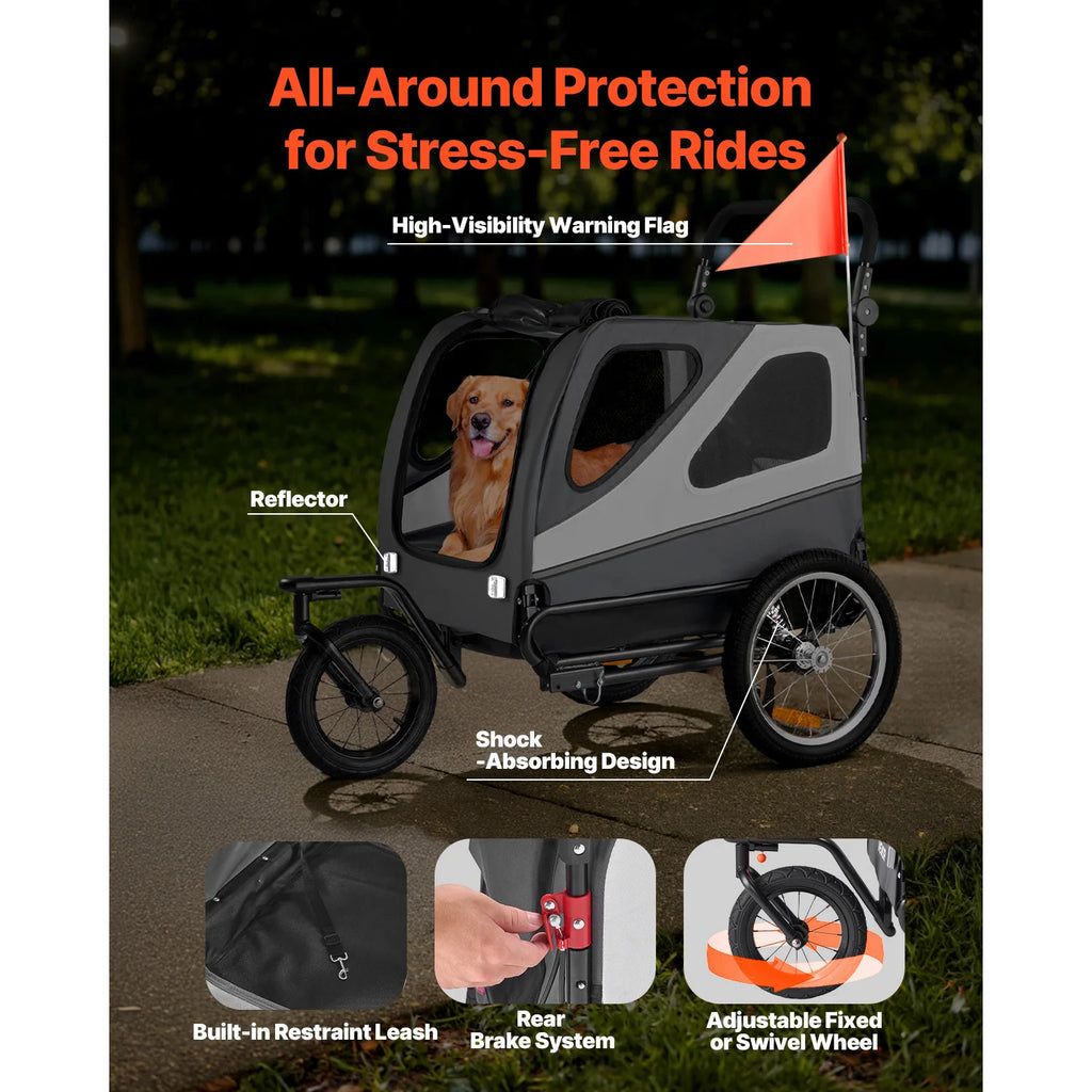 Pet Stroller Bicycle Trailer Carrier with Quick-Release Wheel