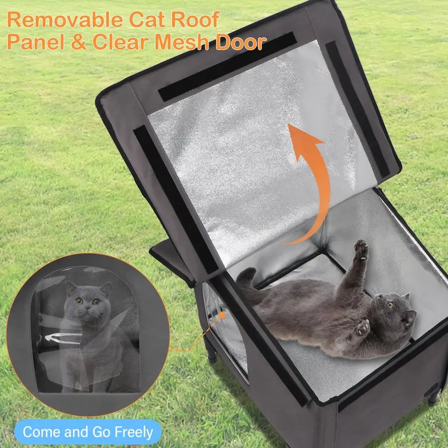 Elevated Outdoor Pet House / Shelter, Insulated, Soft Heating Bed Pad