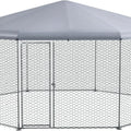Waterproof UV-Resistant Metal Coop with Polygon Run, 17.1' x 15.7' x 9'