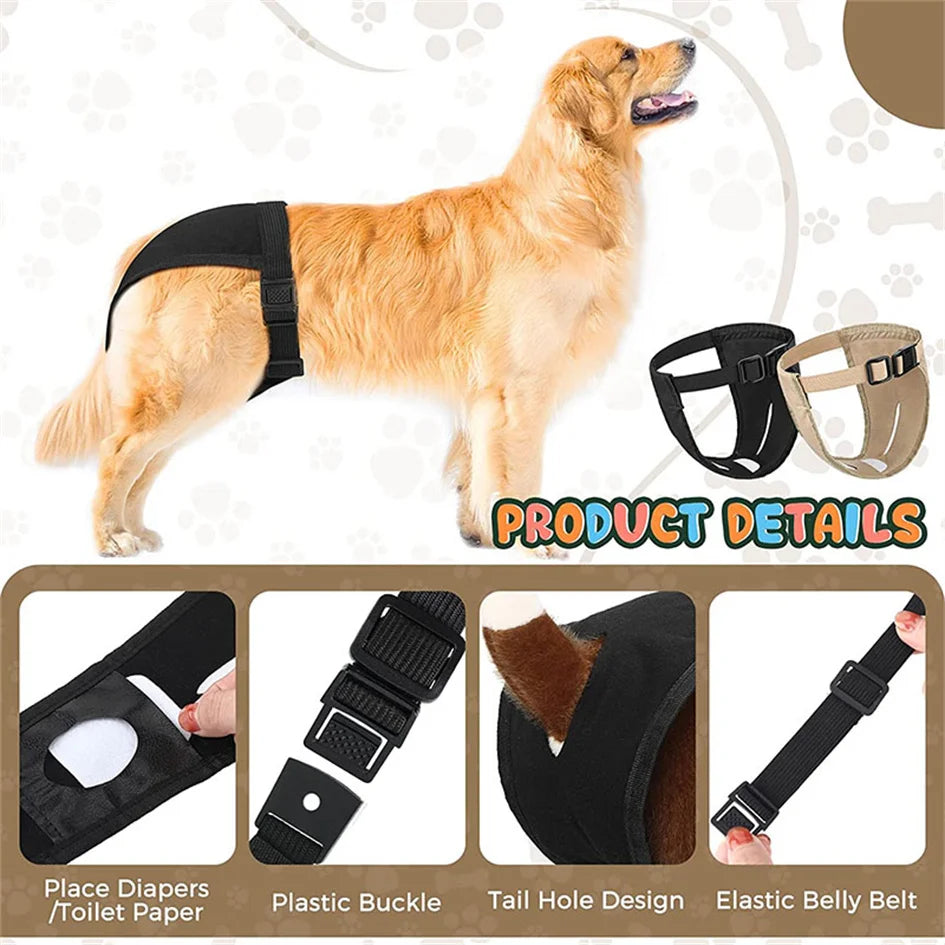 Reusable Female Dog Diapers Adjustable In Heat Sanitary Underwear