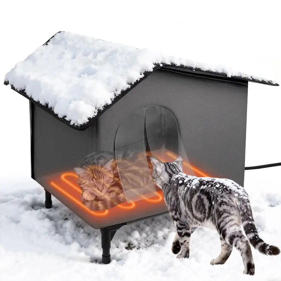 Elevated Outdoor Pet House / Shelter, Insulated, Soft Heating Bed Pad