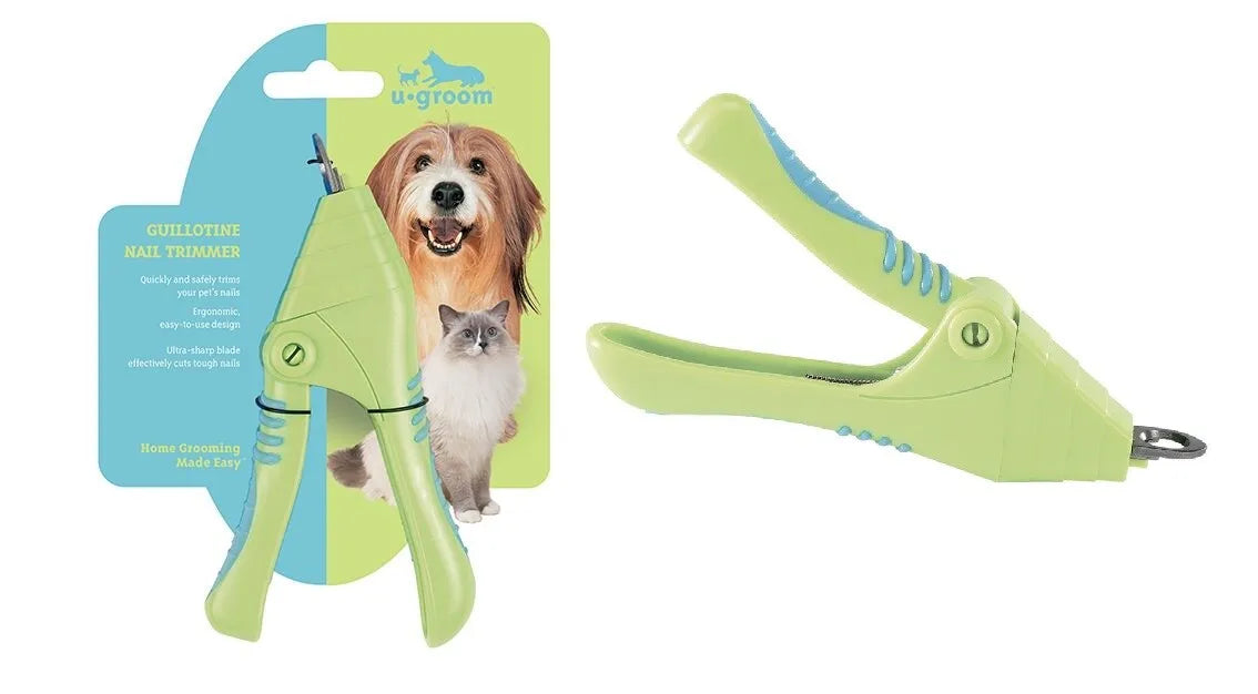 Ergonomic Green Plastic Guillotine Style Professional Pet Nail Clipper / Trimmer Tool