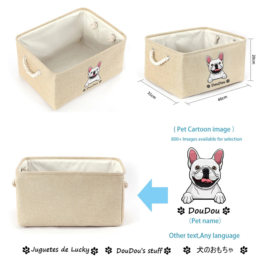 Personalized Pet Toy Basket Storage Box - Toy Pet Cage Organizer