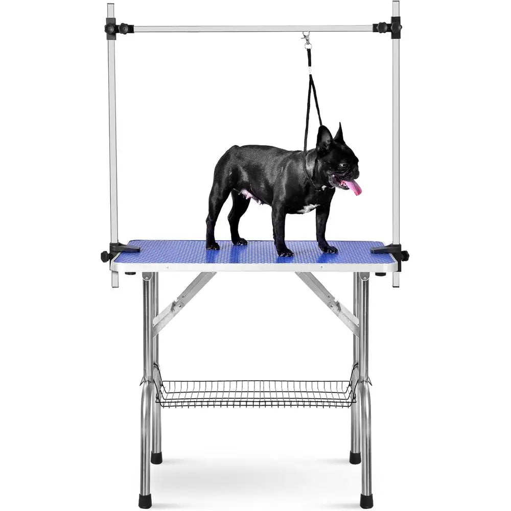 46" Folding Heavy-Duty Pet Grooming Table, Adjustable. Leash Loop, Storage