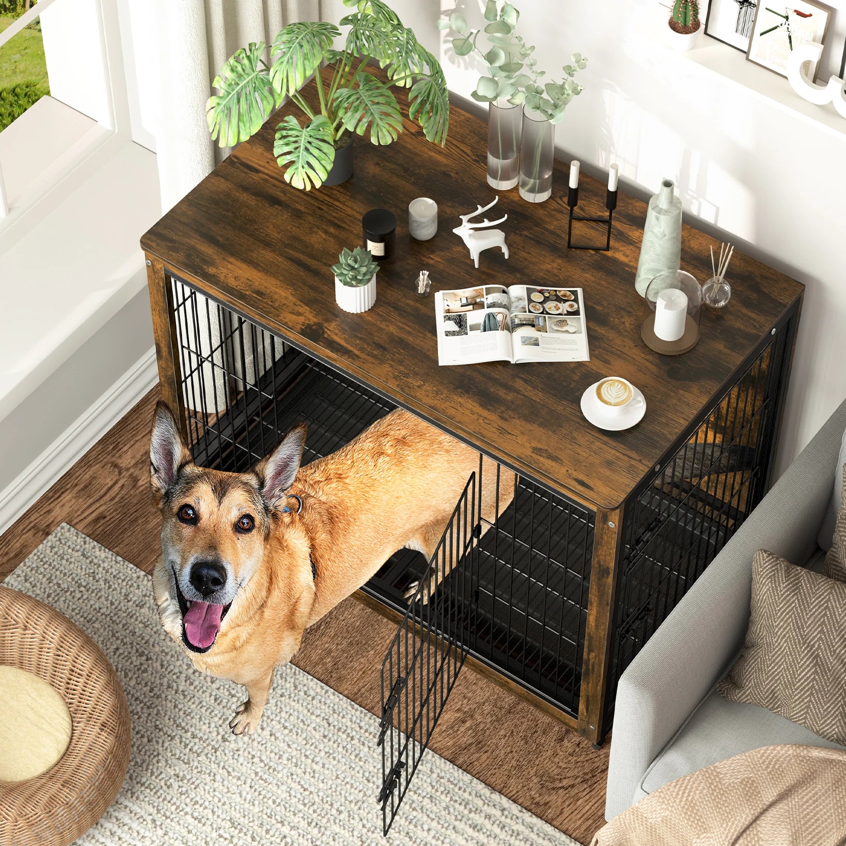2 Door, Removable Tray, Pet Cage , End Table, S, M, L, 3 Sizes
