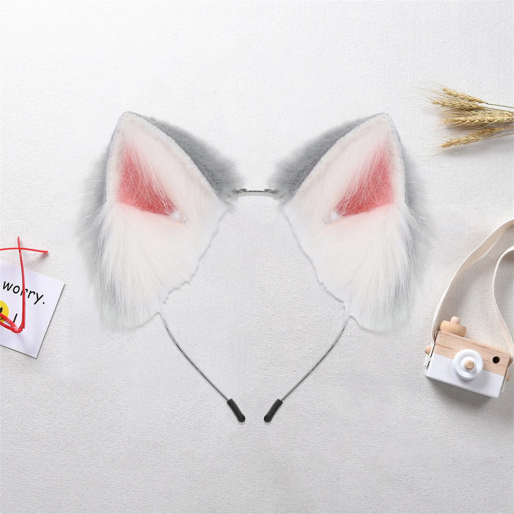 Plush Cat Ears Headpiece Costume for Kids Adults Halloween Dress Up