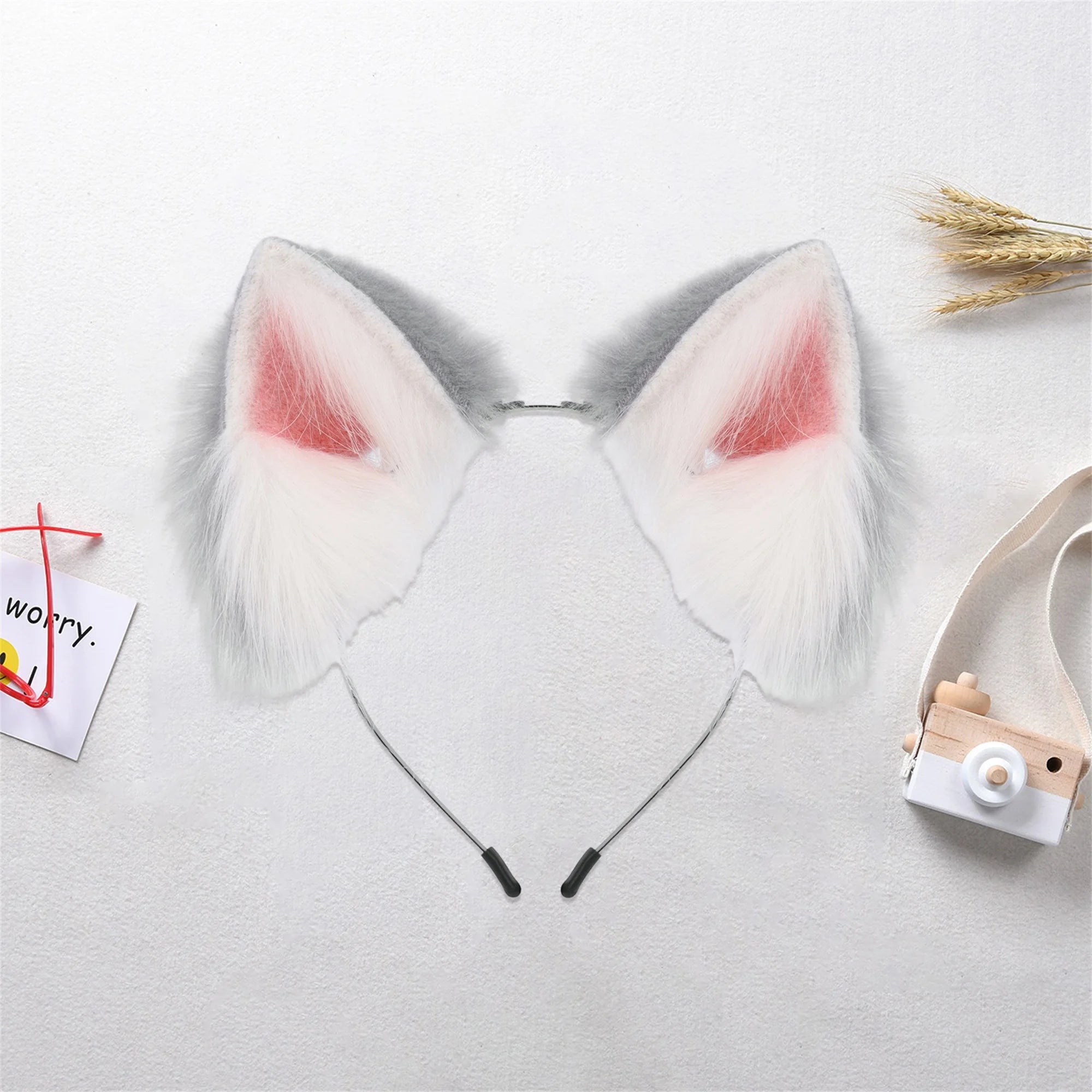 Plush Cat Ears Headpiece Costume for Kids Adults Halloween Dress Up