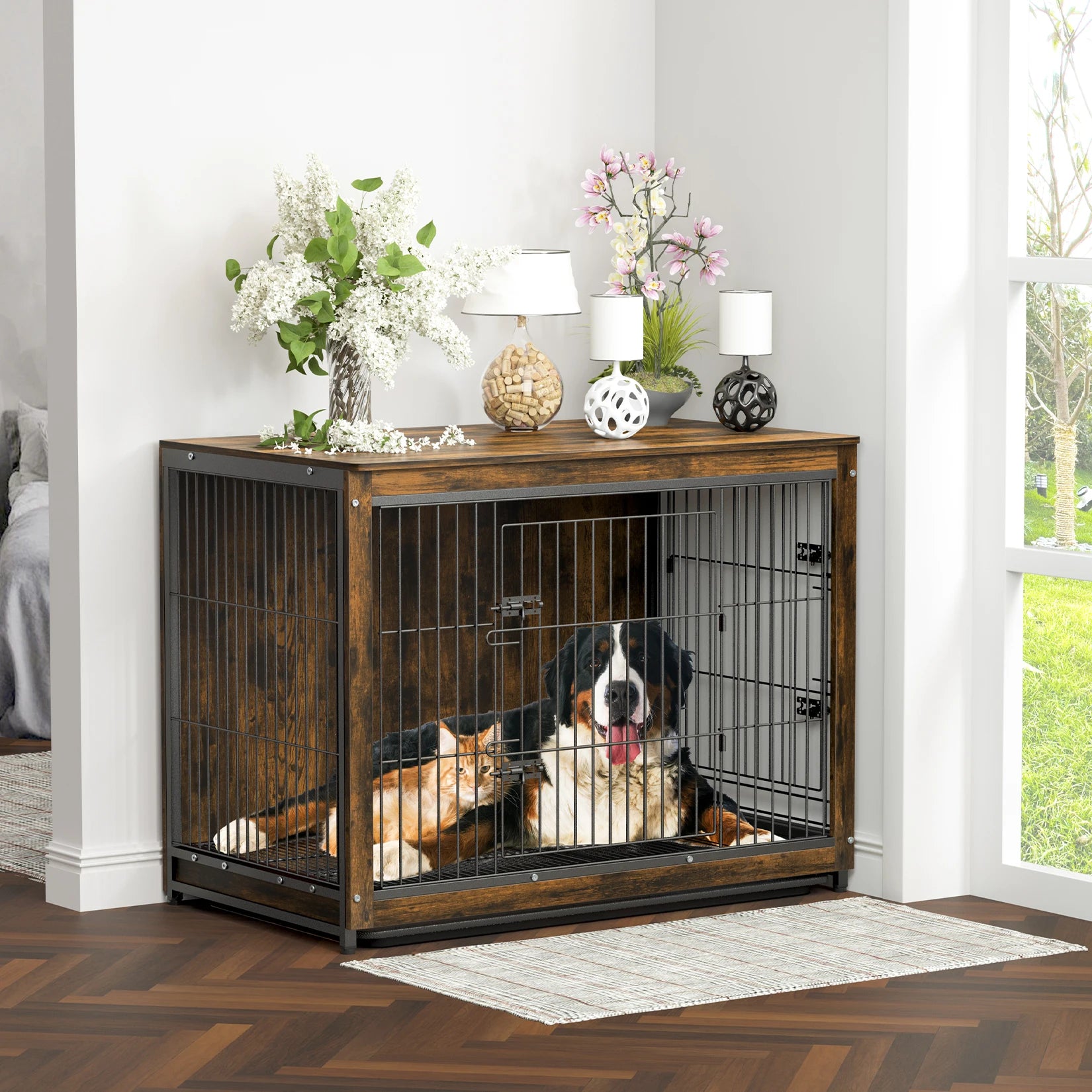 2 Door, Removable Tray, Pet Cage , End Table, S, M, L, 3 Sizes