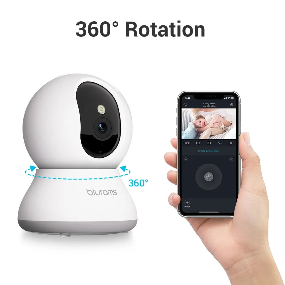Home Security Camera for Dog/Elder/Pet, One-Touch