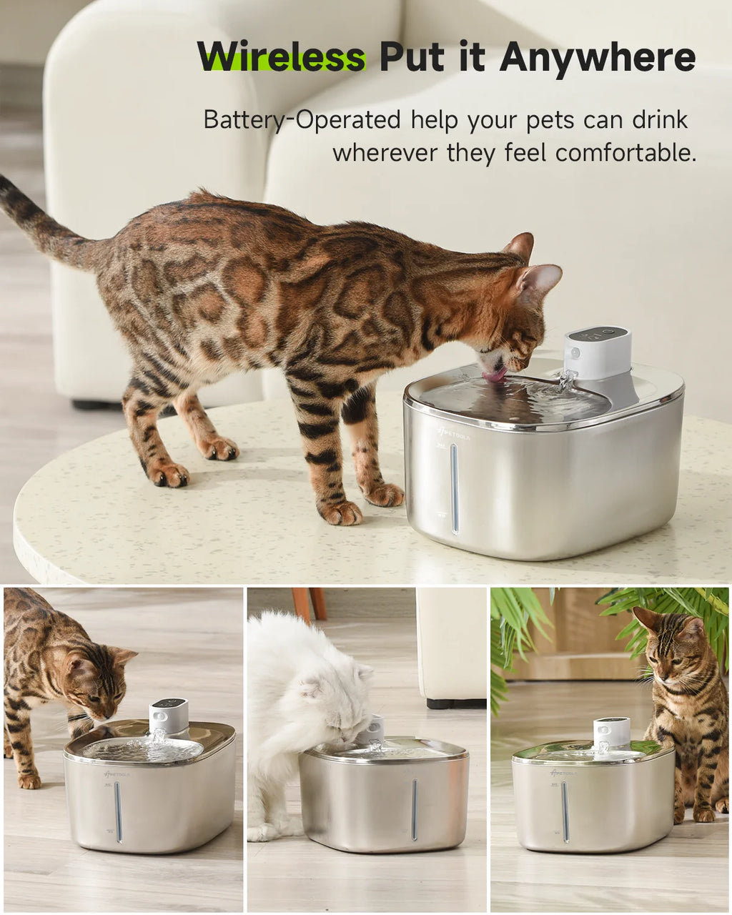 4L Wireless Auto Sensor Fountain For Pet Water Dispenser Accessories