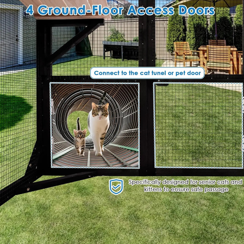 71" Large Outdoor 6 Door Pet Walk-in Cage - Weatherproof Roof