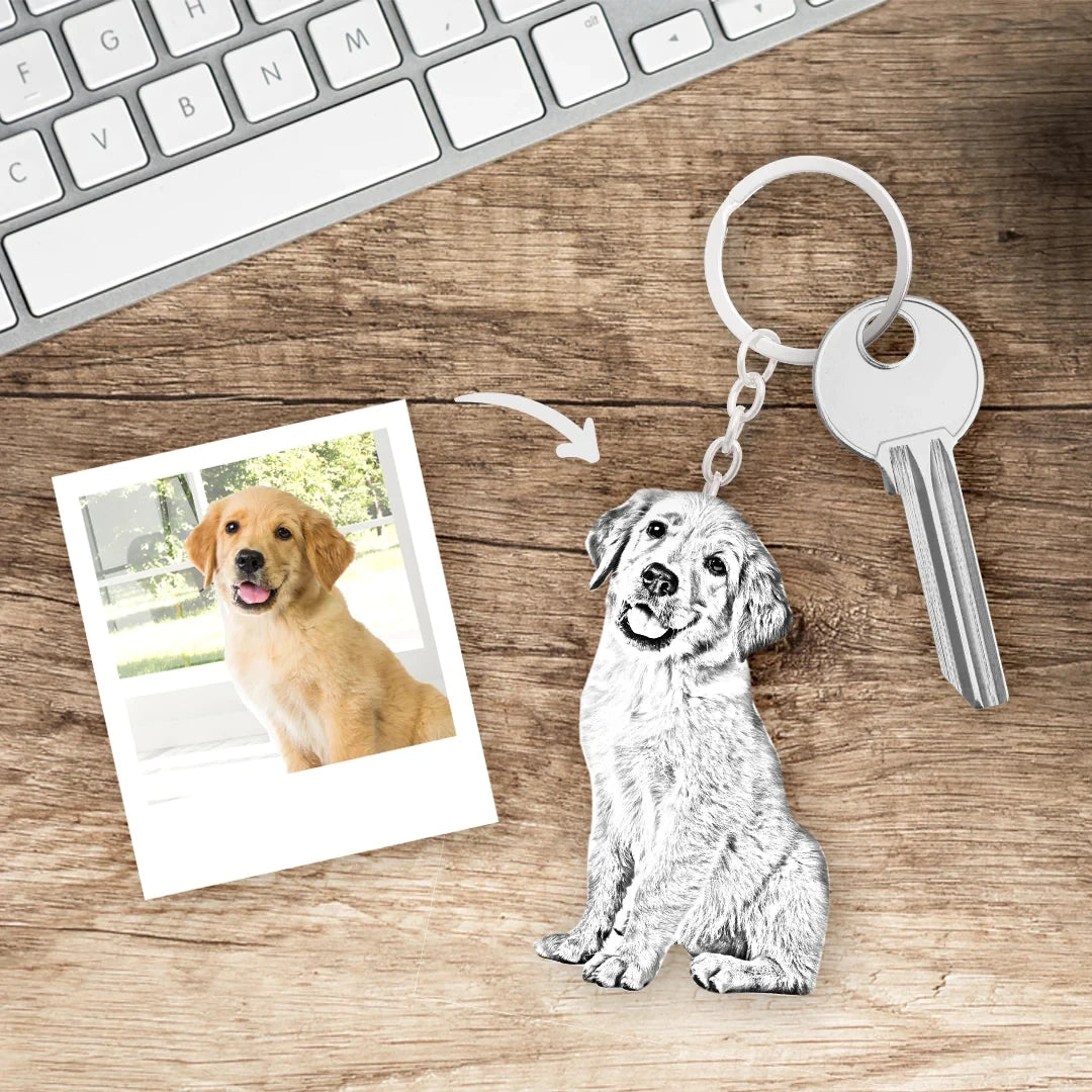 Personalized Memory Custom Engraved Handmade Pet Photo Pendant Keychain
