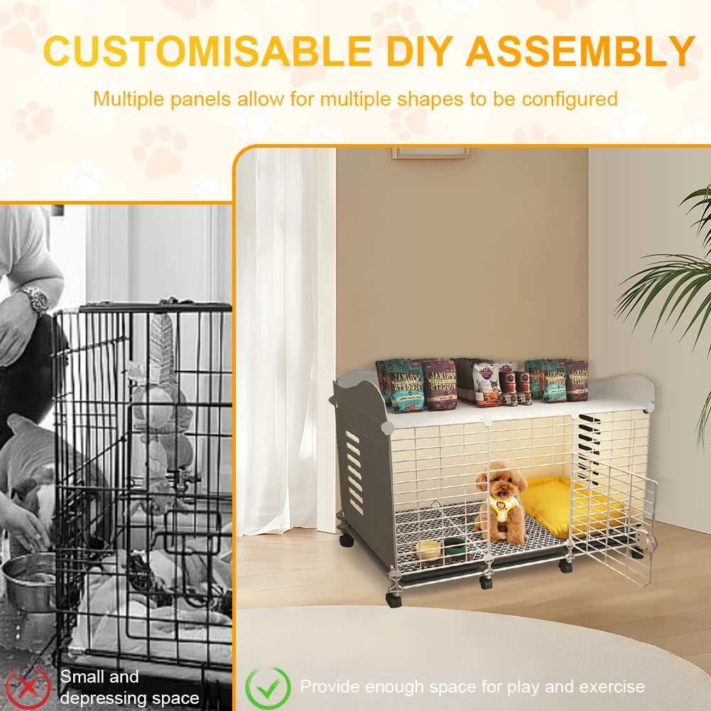 Pet Kennel - Wheels, Tray, Cage Crate Small/Medium/Large Pets