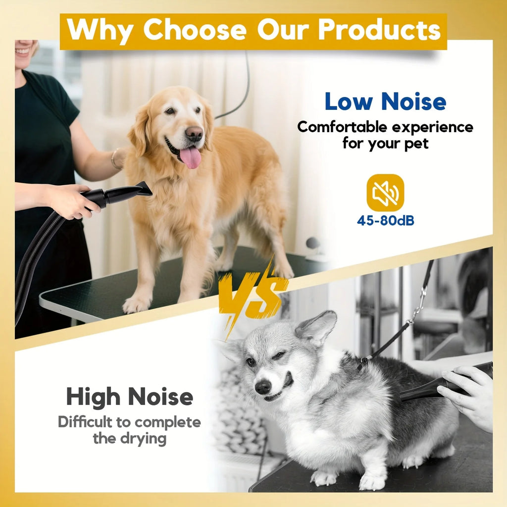 3.8HP/2800W Pet Grooming, High Velocity Dryer Force Blower, 4 Nozzles