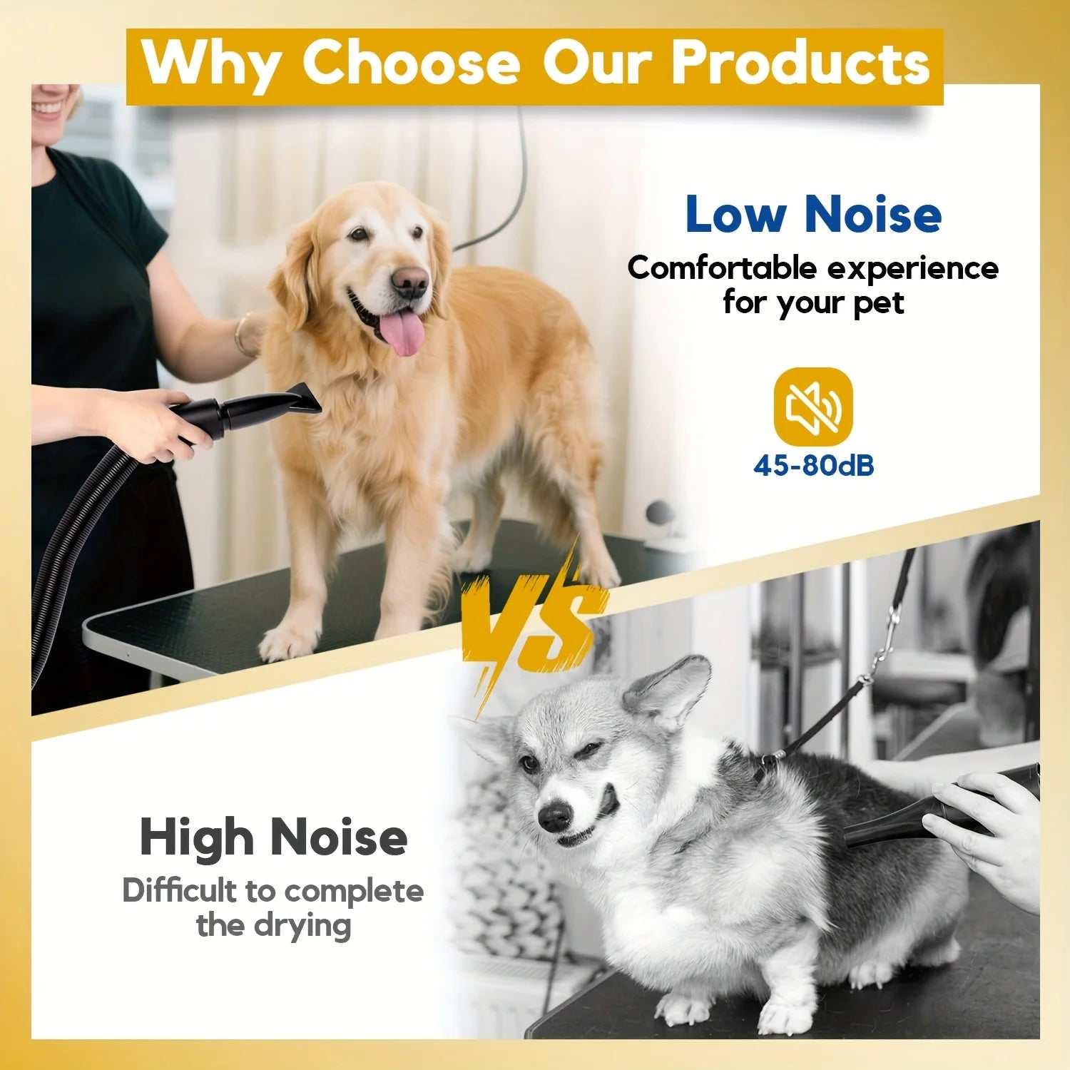 3.8HP/2800W Pet Grooming, High Velocity Dryer Force Blower, 4 Nozzles