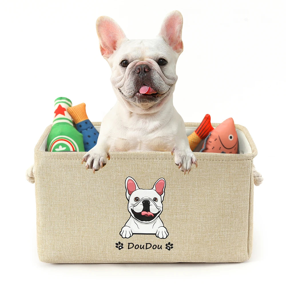 Personalized Pet Toy Basket Storage Box - Toy Pet Cage Organizer