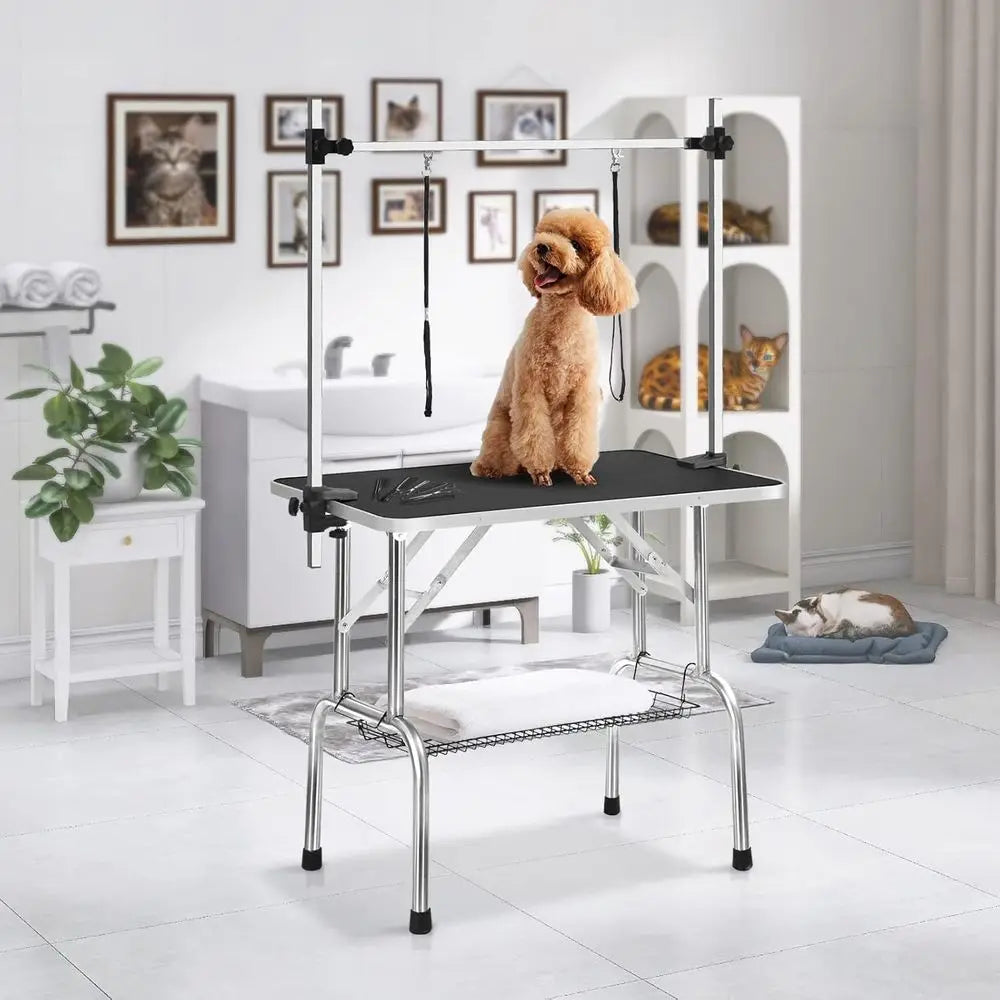 36 Inch Heavy Duty Adjustable Pet Grooming Table, Leash Loops