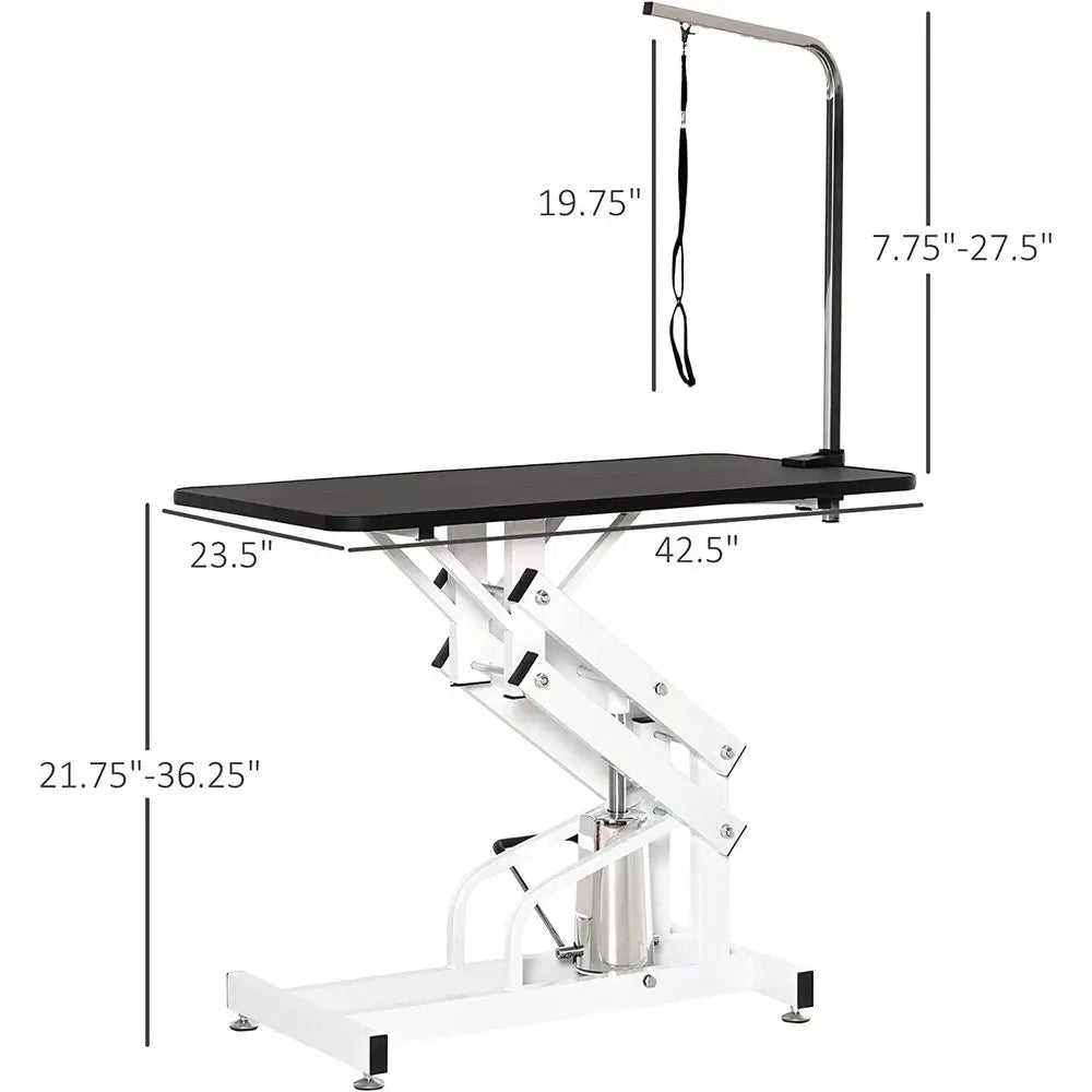 Hydraulic Pet Grooming Table with Adjustable Over-Arm and Leash