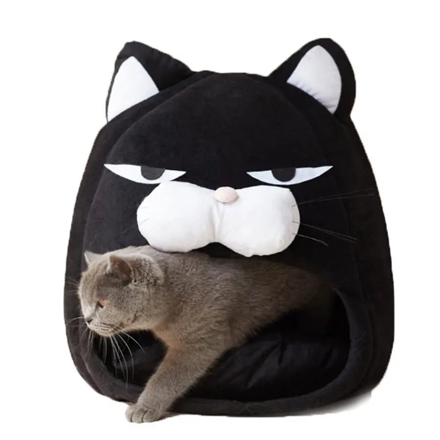 Soft Pet Nest, Cute Cartoon House, Warm Pet Cave, Mat
