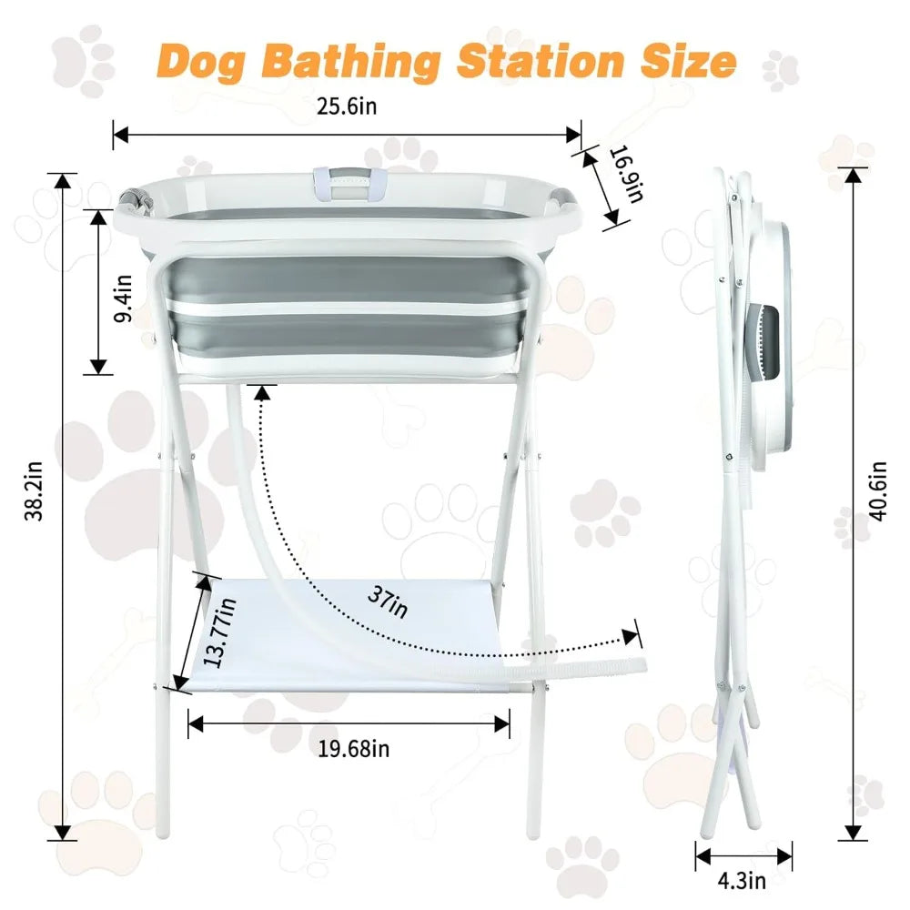 2 in 1 Portable Elevated Indoor / Outdoor Pet Bathtub, Shower, and Grooming