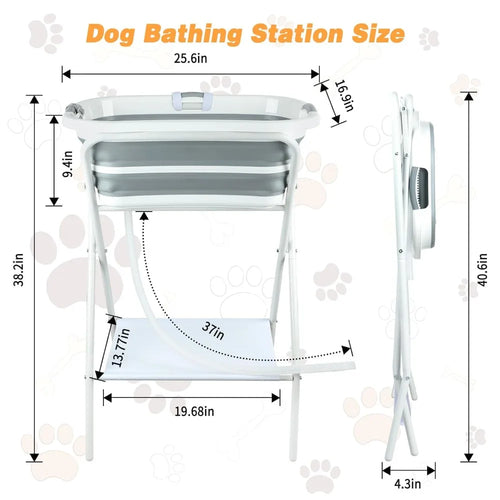 2 in 1 Portable Elevated Indoor / Outdoor Pet Bathtub, Shower, and Grooming