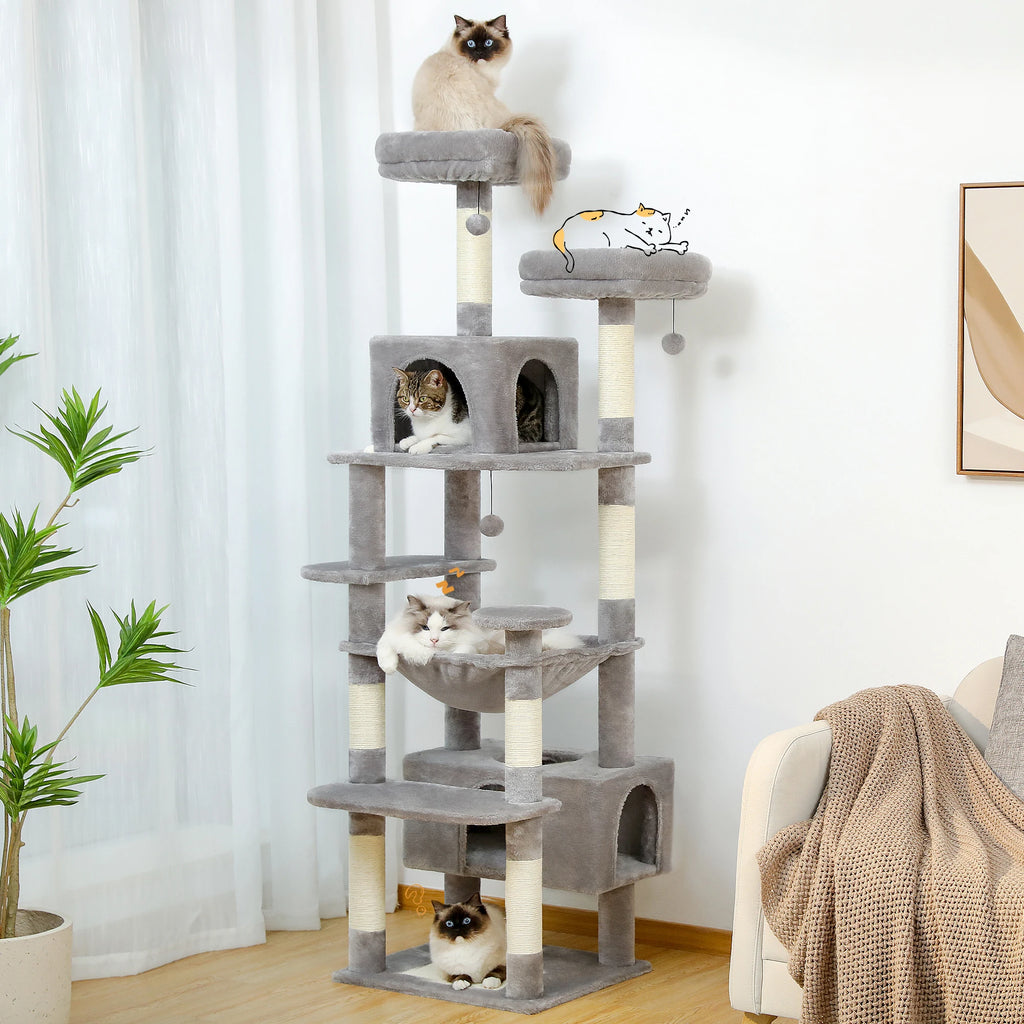 Large Indoor Cat Tree /Tower With Sisal-Covered Scratching Posts
