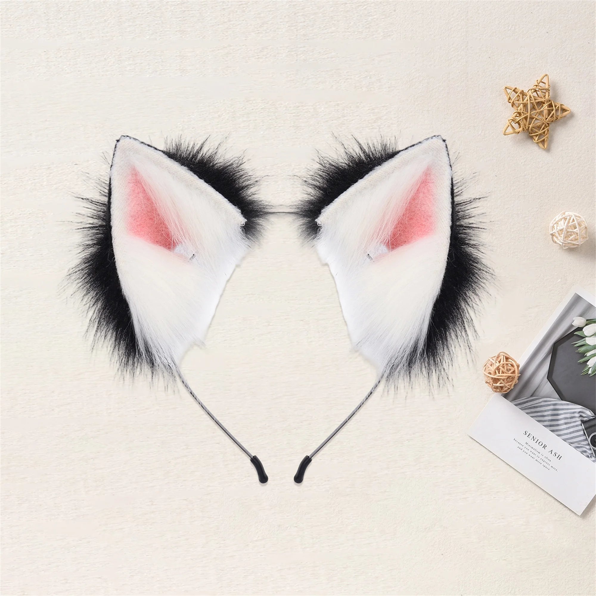 Plush Cat Ears Headpiece Costume for Kids Adults Halloween Dress Up
