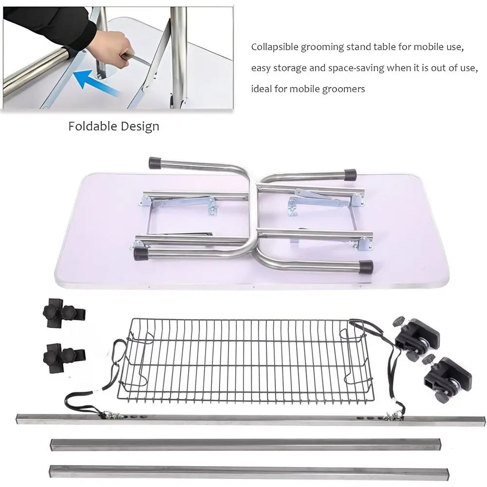 36 Inch Heavy Duty Adjustable Pet Grooming Table, Leash Loops