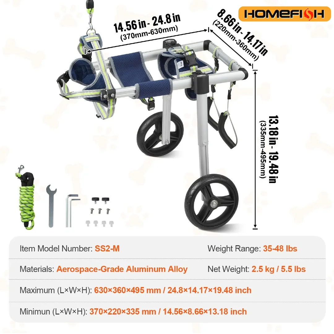 Dog Wheelchair for Back Legs. Disabled, Paralysis,  Weak Hind Limbs